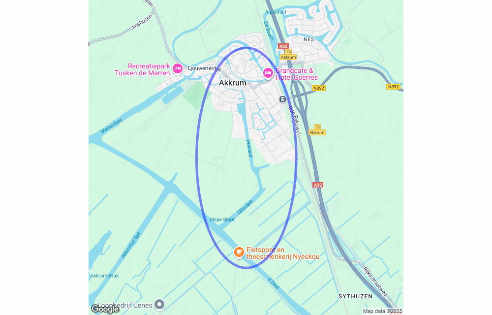 Kaartje van het gebied waarin de NL-Alert is verzonden