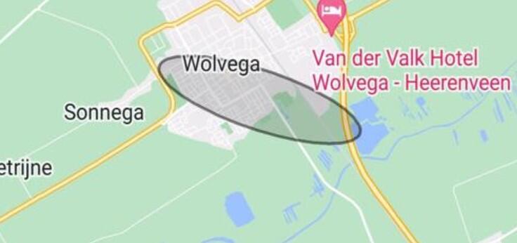 Afbeelding van kaart waarop het verzendgebied van NL-Alert gebied wordt aangegeven