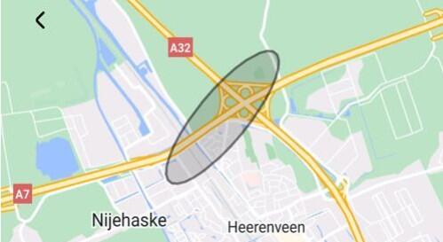 Afbeelding van kaart waarop het verzendgebied van NL-Alert gebied wordt aangegeven